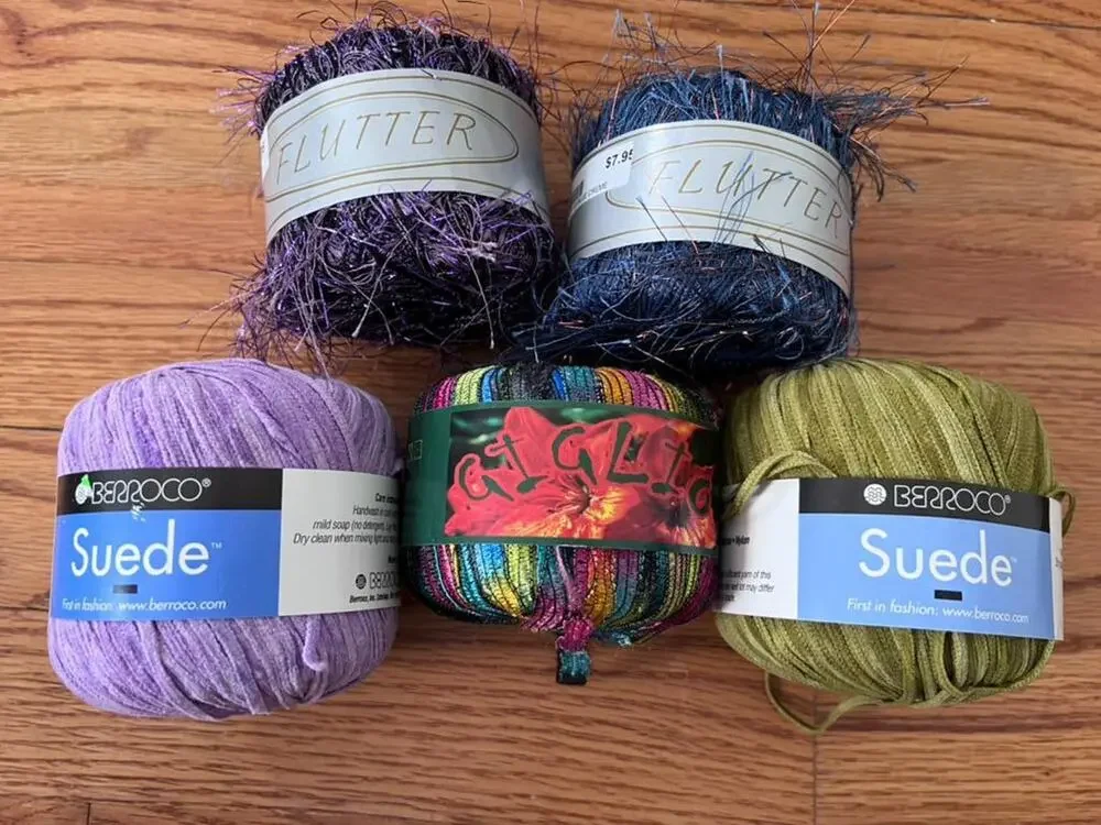 Discontinued Yarn Bundle | Berroco Suede, Knitting Fever Flutter & Giglio Lot